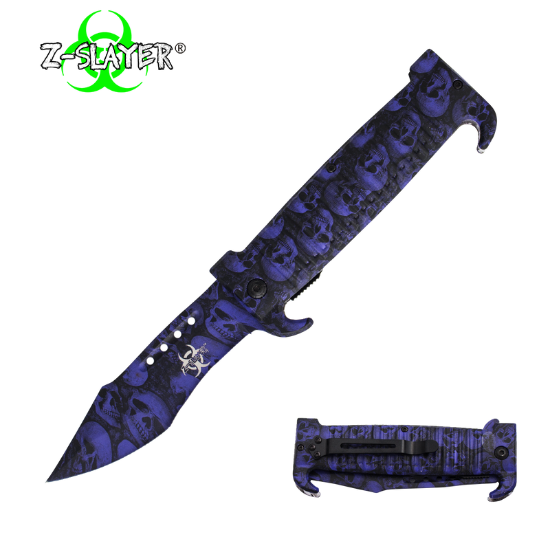 9 Inch Trigger ActionZ-Slayer Death Curve Knife - Purple, , Panther Trading Company- Panther Wholesale