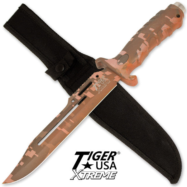 Tiger USA Xtreme 13 Inch Survival & Combat Knife - Tan Digital, , Panther Trading Company- Panther Wholesale