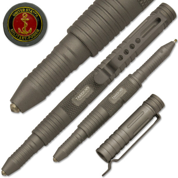 Military-Power Tactical Public Safety Tool & Pen Survival Tip Pen Grey, , Panther Trading Company- Panther Wholesale
