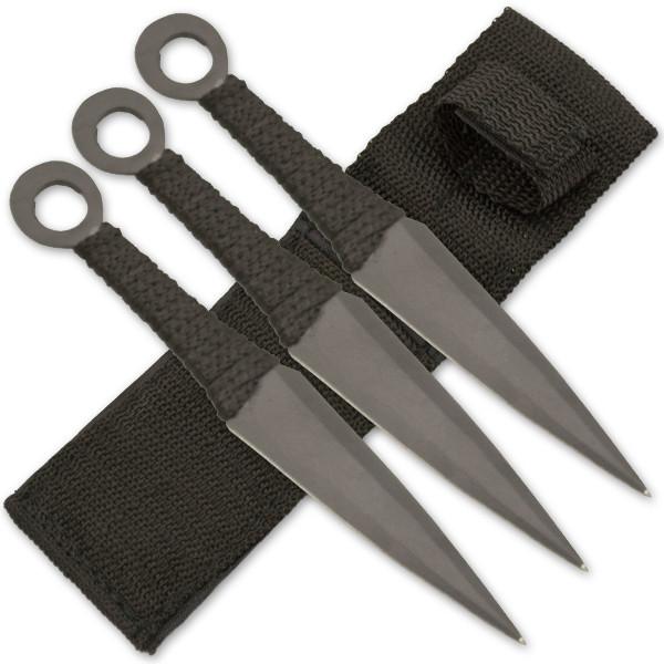 8.5 Inch Throwing Knife Set (Set of 3) - Black