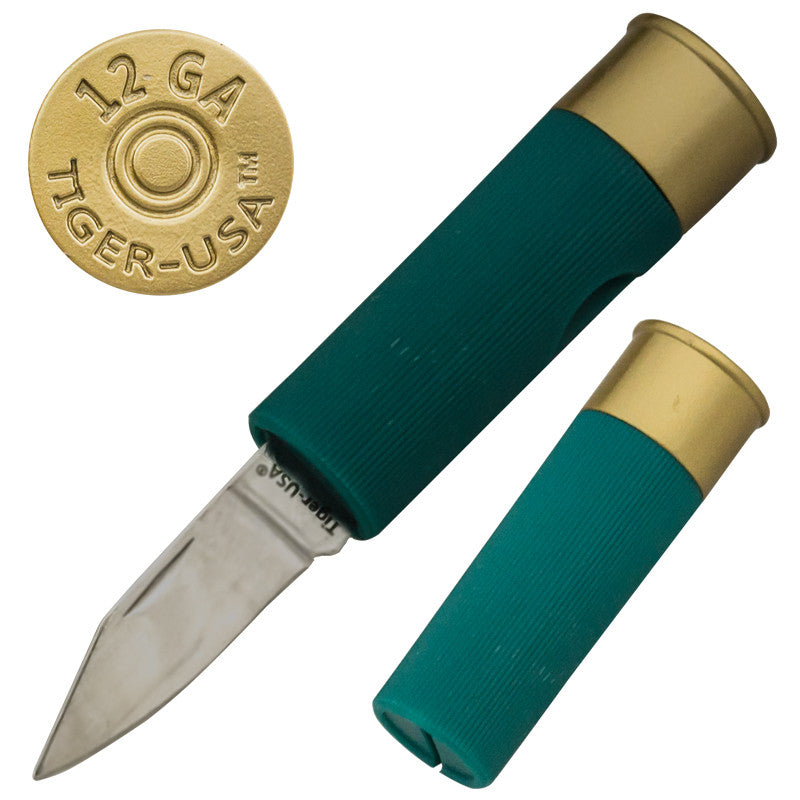 Tiger-USA 12 Gauge Shotgun Shell Folding Knife (Green), , Panther Trading Company- Panther Wholesale