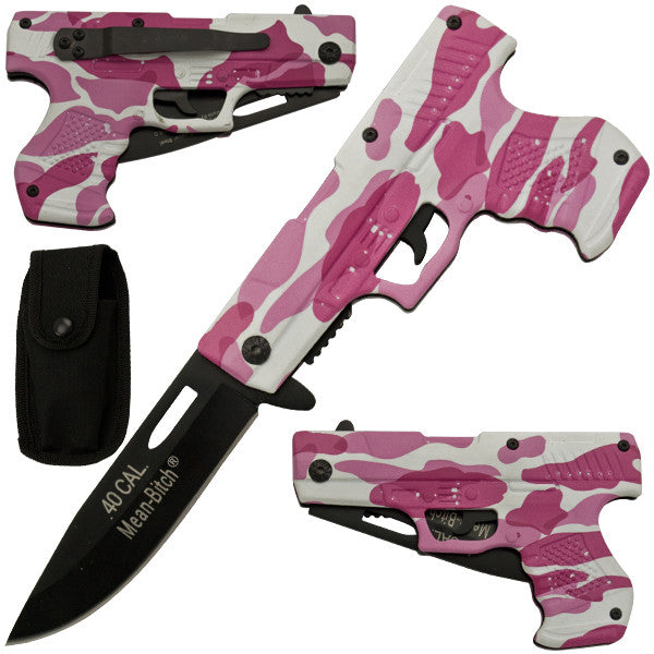 Mean Bitch Trigger Action Gun Pistol Knife, , Panther Trading Company- Panther Wholesale