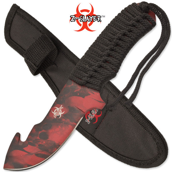 Z-Slayer Undead Skinner Full Tang Knife - Red Skull, , Panther Trading Company- Panther Wholesale