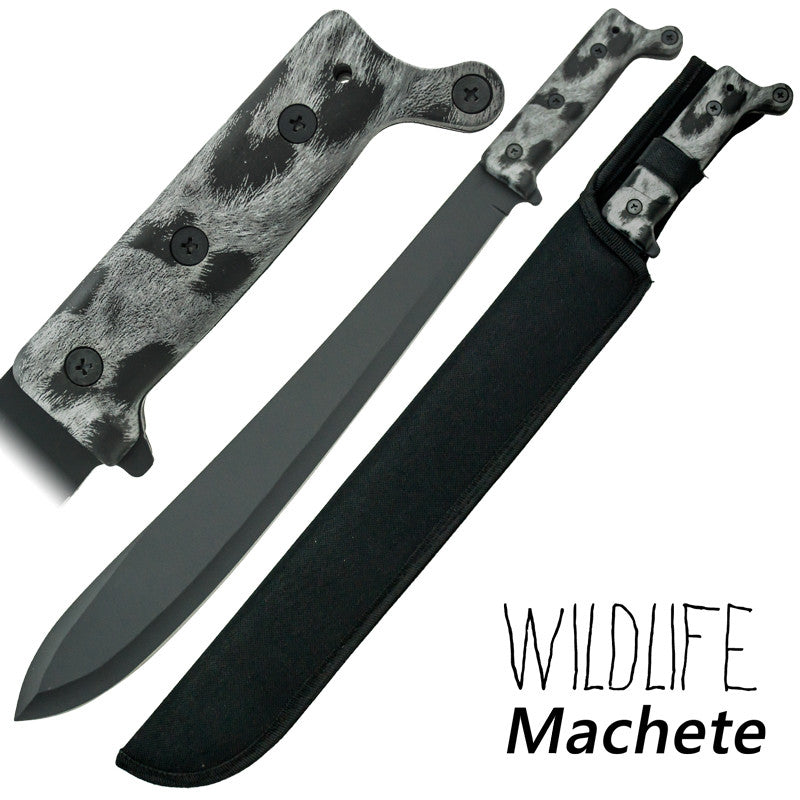 Wildlife Machete Full Tang Snow Panther Finish Handle, , Panther Trading Company- Panther Wholesale