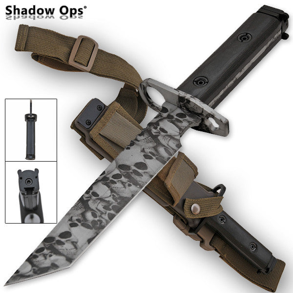 Heavy Duty Shadow Ops Bayonet Undead Skull - Tanto [Grey], , Panther Trading Company- Panther Wholesale
