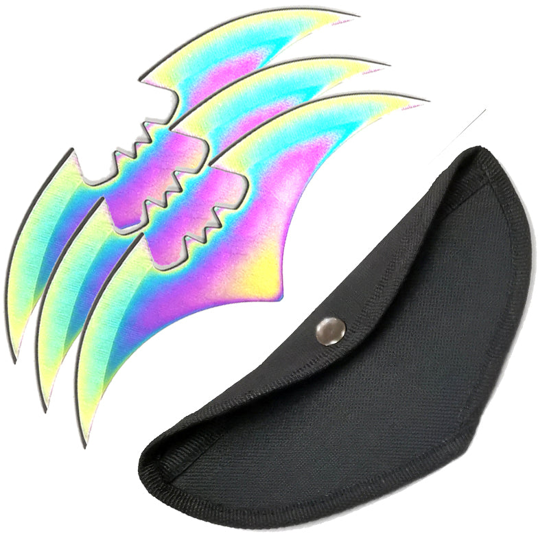 5.5 Inch Three Piece Two-Toned Bat Throwing Blades - Rainbow