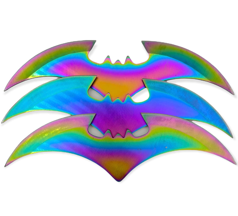 Three Piece Bat Throwing Blades - RAINBOW