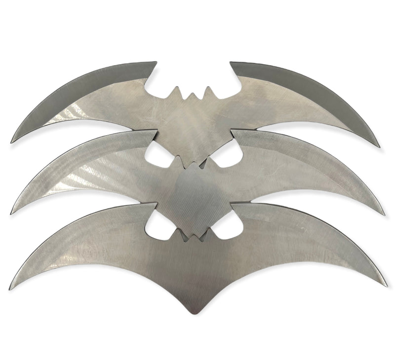 Three Piece  Bat Throwing Blades - Silver