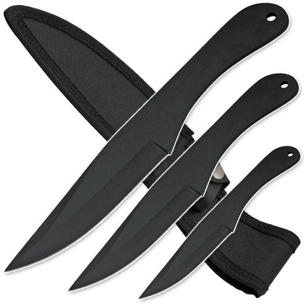 3 Piece Throwing Knife Set - Black, , Panther Trading Company- Panther Wholesale