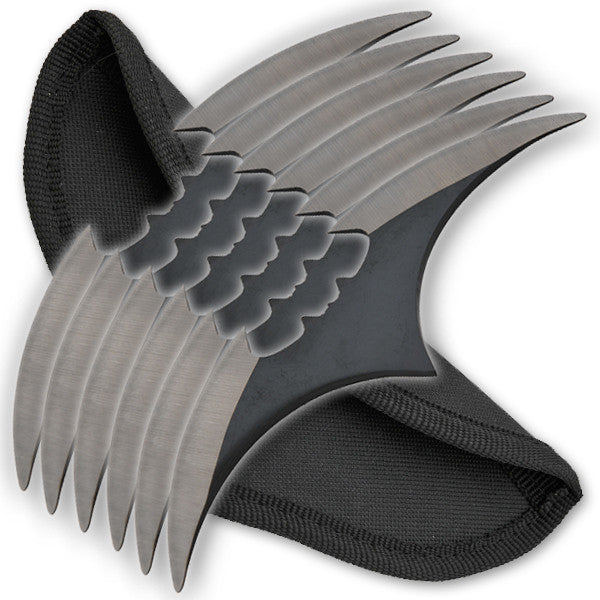 5.5 Inch Six Piece Two-Toned Bat Throwing Blades - Black, , Panther Trading Company- Panther Wholesale