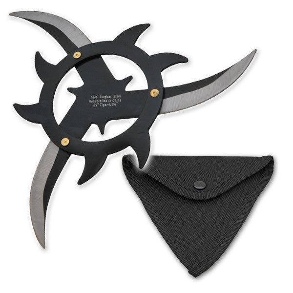 4.5&#34;  Two-Toned Corona Throwing Star - Black, , Panther Trading Company- Panther Wholesale