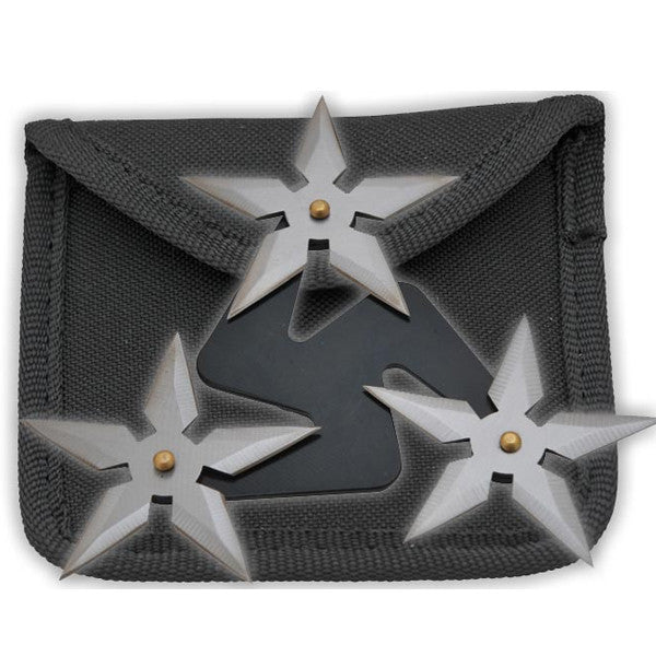 3 Blade Spinning Stars - Black & Silver, , Panther Trading Company- Panther Wholesale