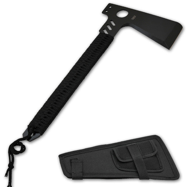 16 Inch Throwing Axe  with Wrapped Black  Cord handle  -Black, , Panther Trading Company- Panther Wholesale