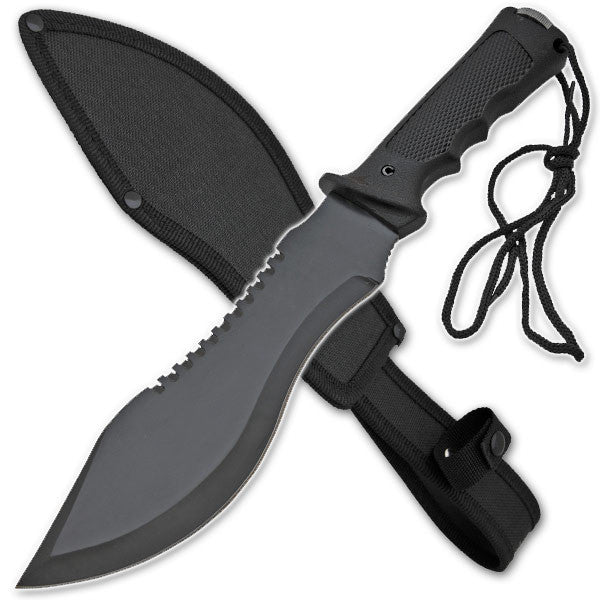 14 Inch Jungle Survival Knife Black Survival Kit Free Case, , Panther Trading Company- Panther Wholesale