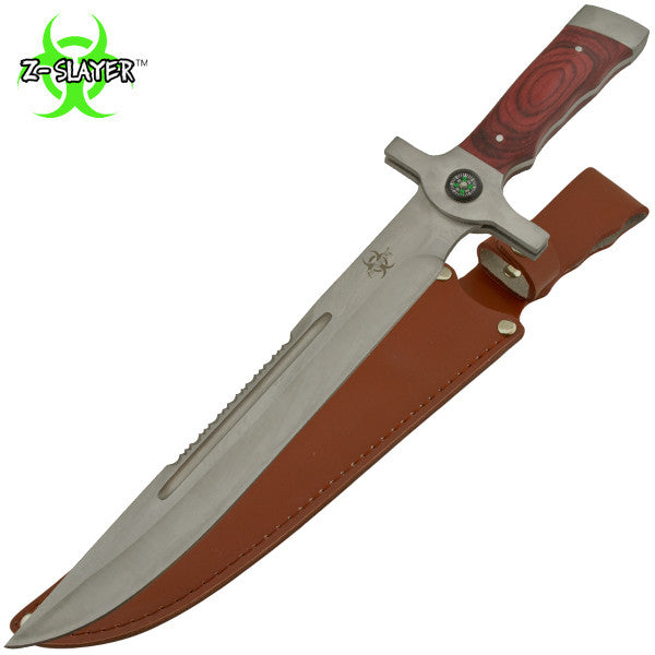 Z-Slayer Survival Knife W Real Leather Sheath & Compass, , Panther Trading Company- Panther Wholesale