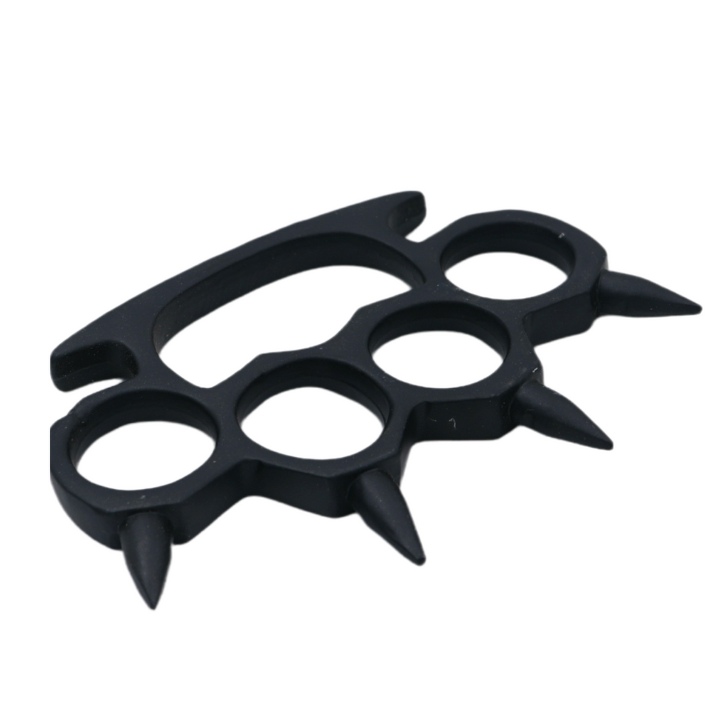 Spiked Solid Steal Knuckle Duster - Black