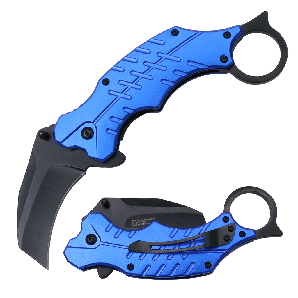 Tiger-USA® Folding Knife Karambit Style  BLUE