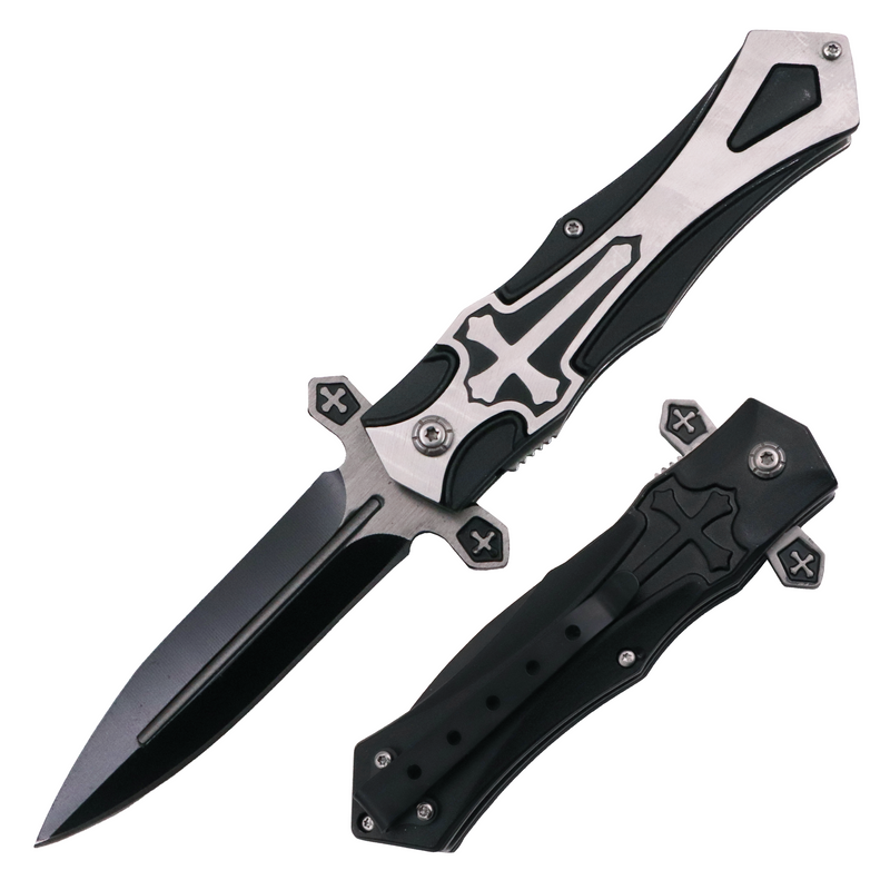 Black Folding Knife Crusader Logo