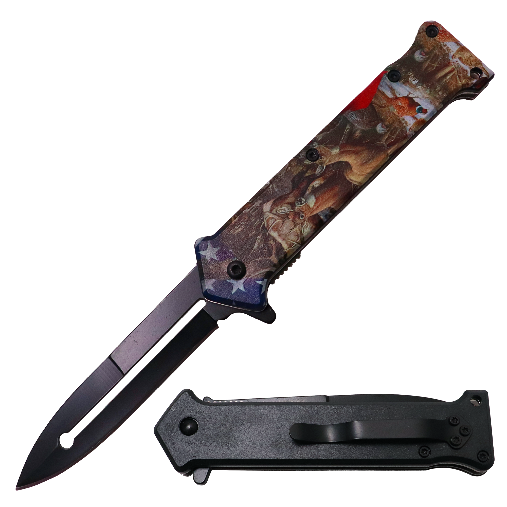 Tiger-USA Spring Assisted Knife - DEER AND PHEASANT – Panther