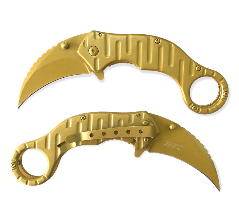 Tiger-USA® Spring Action Folding Knife Gold