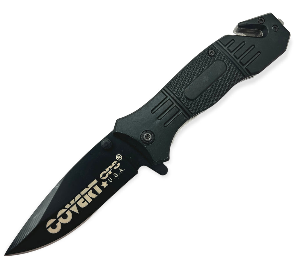 Spring Assisted Liner Lock Drop Point Blade Knife Cover Ops