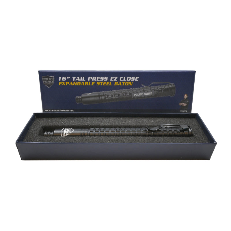 Police Force 16 Inch Tail Press EZ Close Aircraft Aluminum Expandable Baton