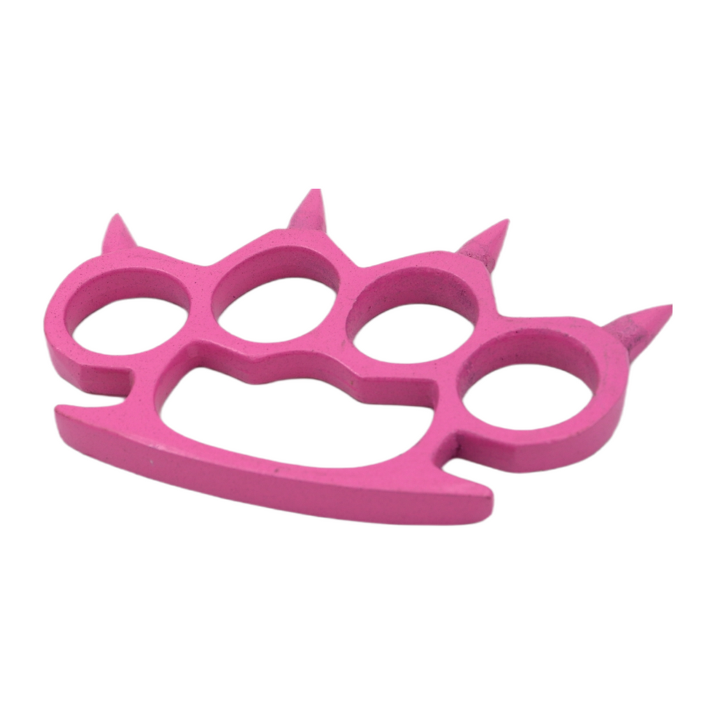 Spiked Solid Steal Knuckle Duster - Pink