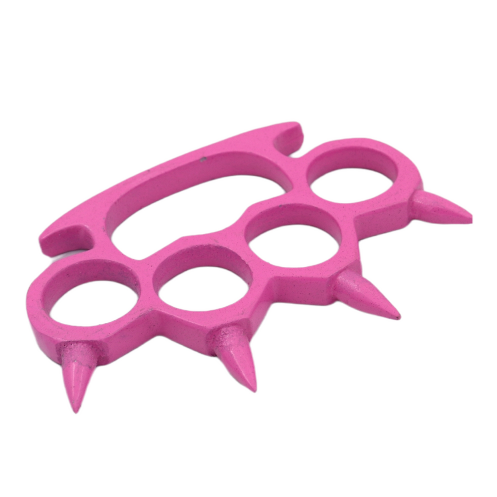 Spiked Solid Steal Knuckle Duster - Pink