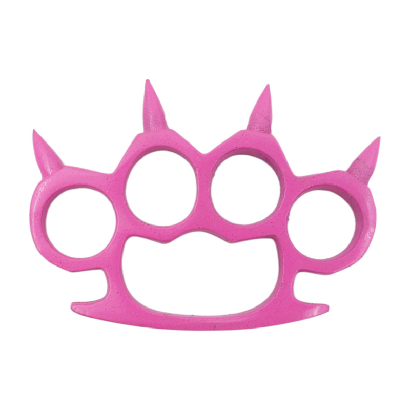 Spiked Solid Steal Knuckle Duster - Pink