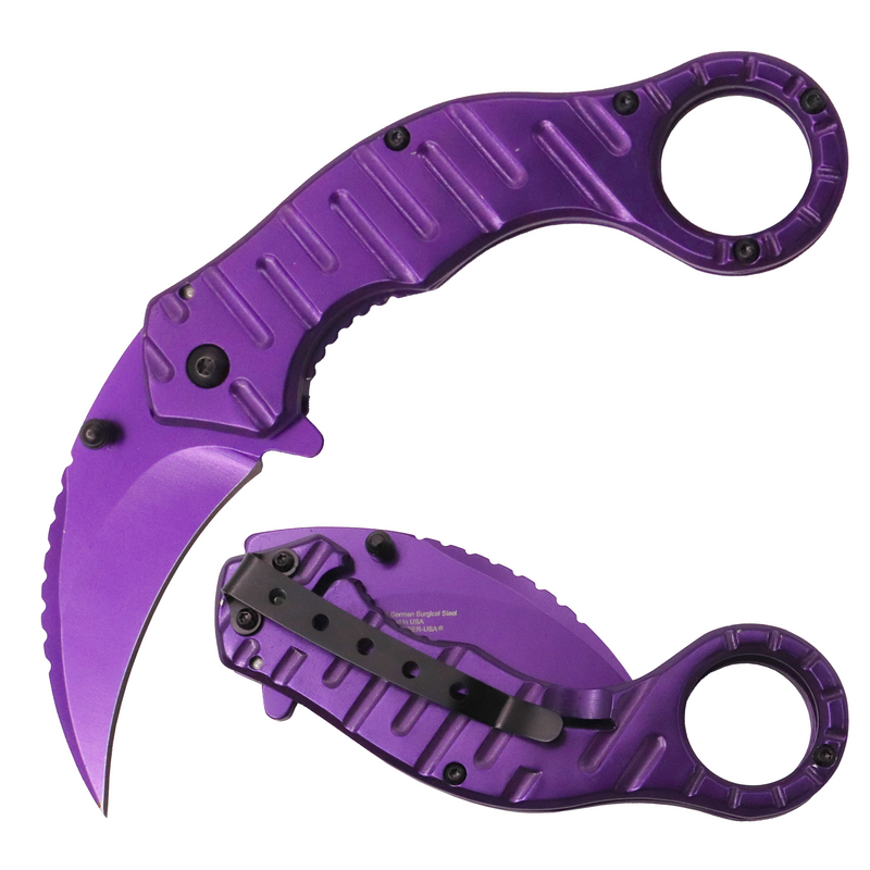 Tiger-USA® Folding Knife PURPLE  Karambit