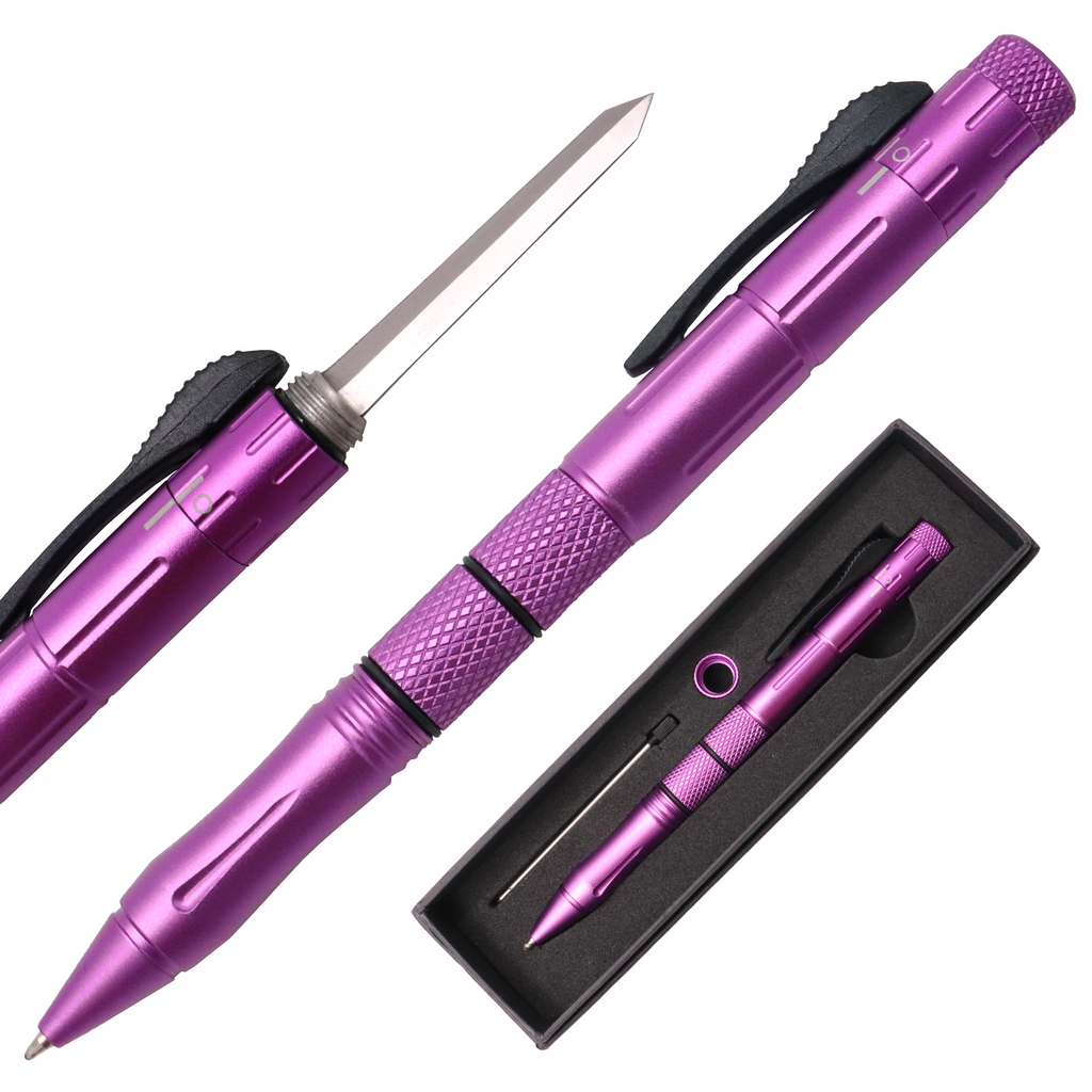 Tactical Automatic Pen Knife with Clip Trigger - PURPLE