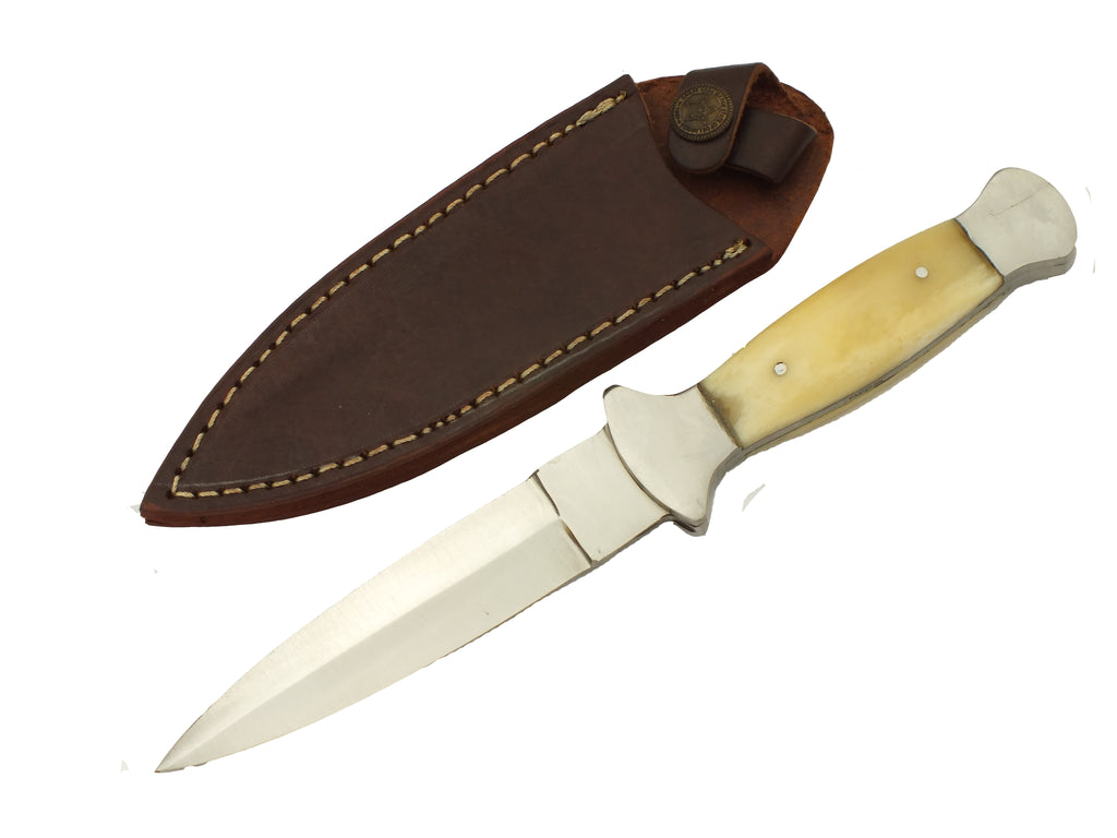 Red Deer White Buffalo Bone Handle Hunting Dagger 7.5 Inches