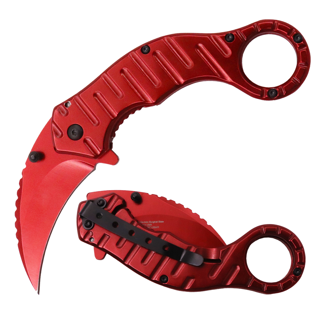 Tiger-USA® Spring Action Folding Knife RED