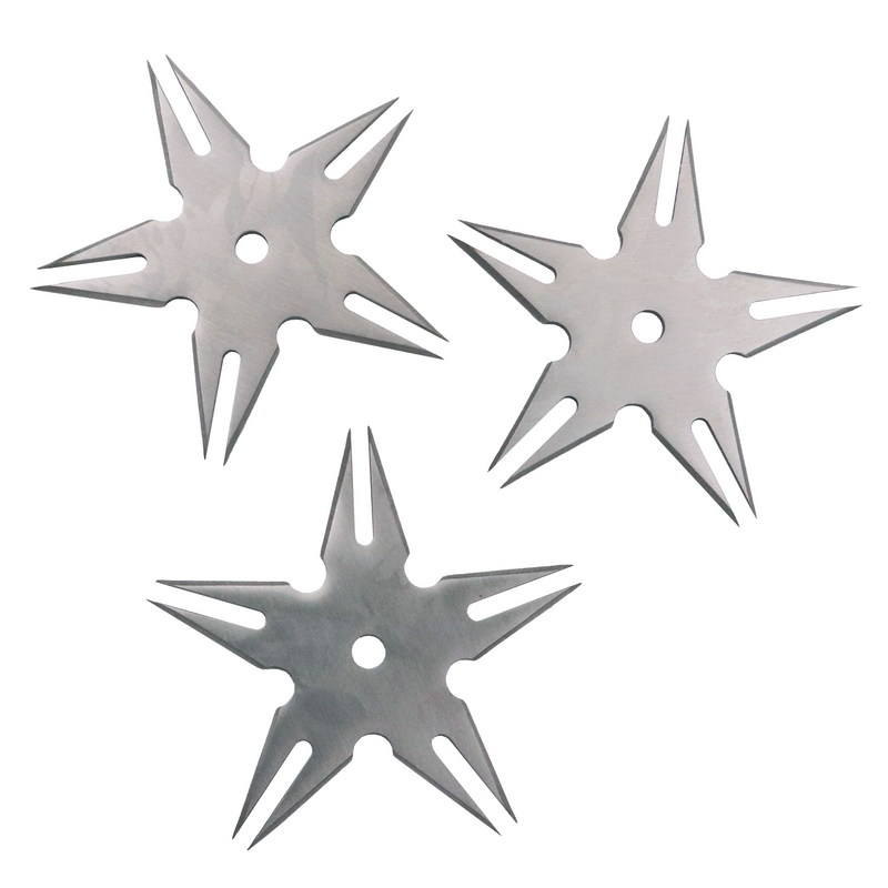 3 Pc Throwing Stars W CASE Silver Color