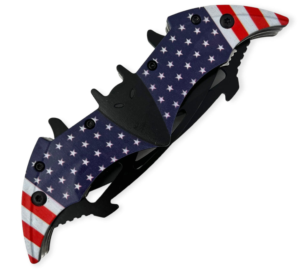 Tiger USA Dual Blade Spring Action Knife American Flag