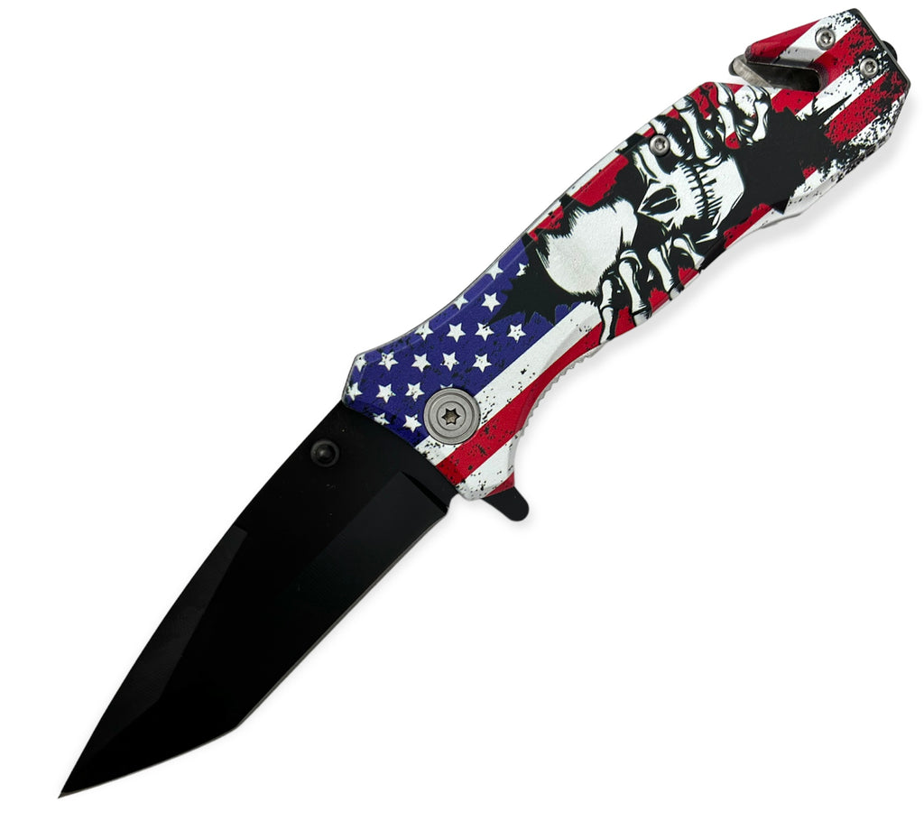 Tiger-USA® knife American flag with skull