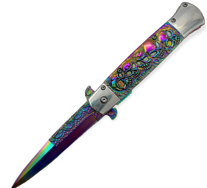 Tiger USA Rainbow Folding Knife Skulls