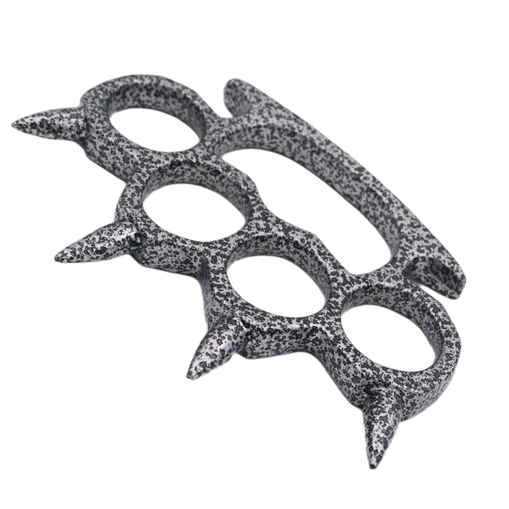 Spiked Solid Steal Knuckle Duster - Damascus Print