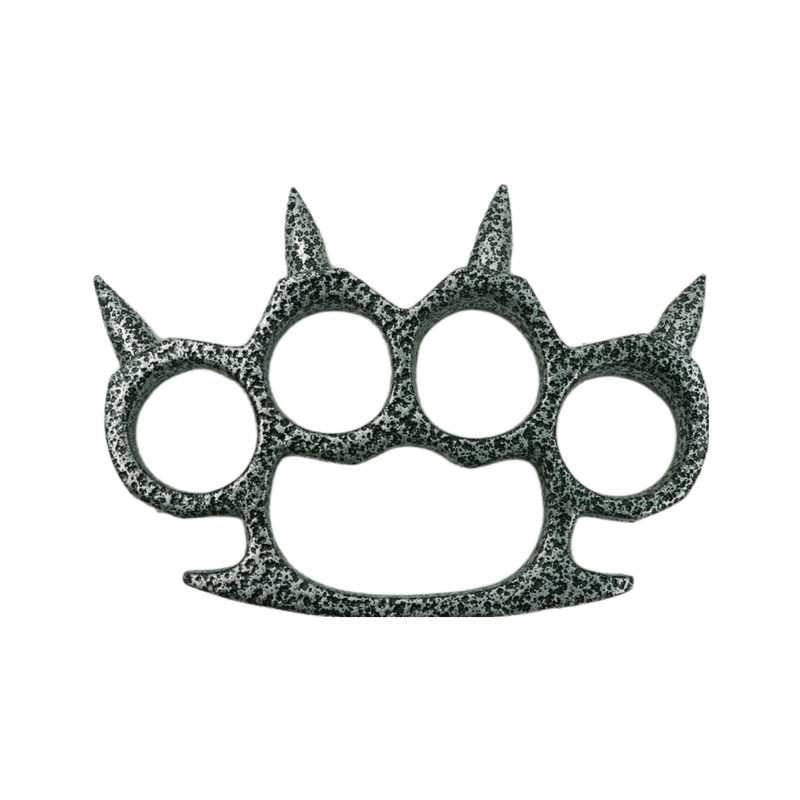 Spiked Solid Steal Knuckle Duster - Damascus Print