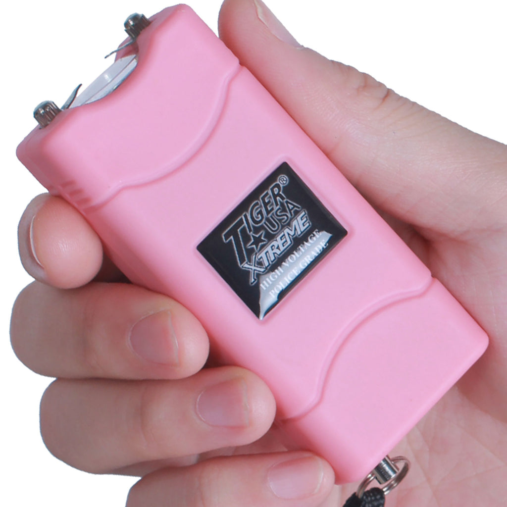Soft Pink Small Quantum Tiger USA Xtreme Stun Gun 96V with Leather Case
