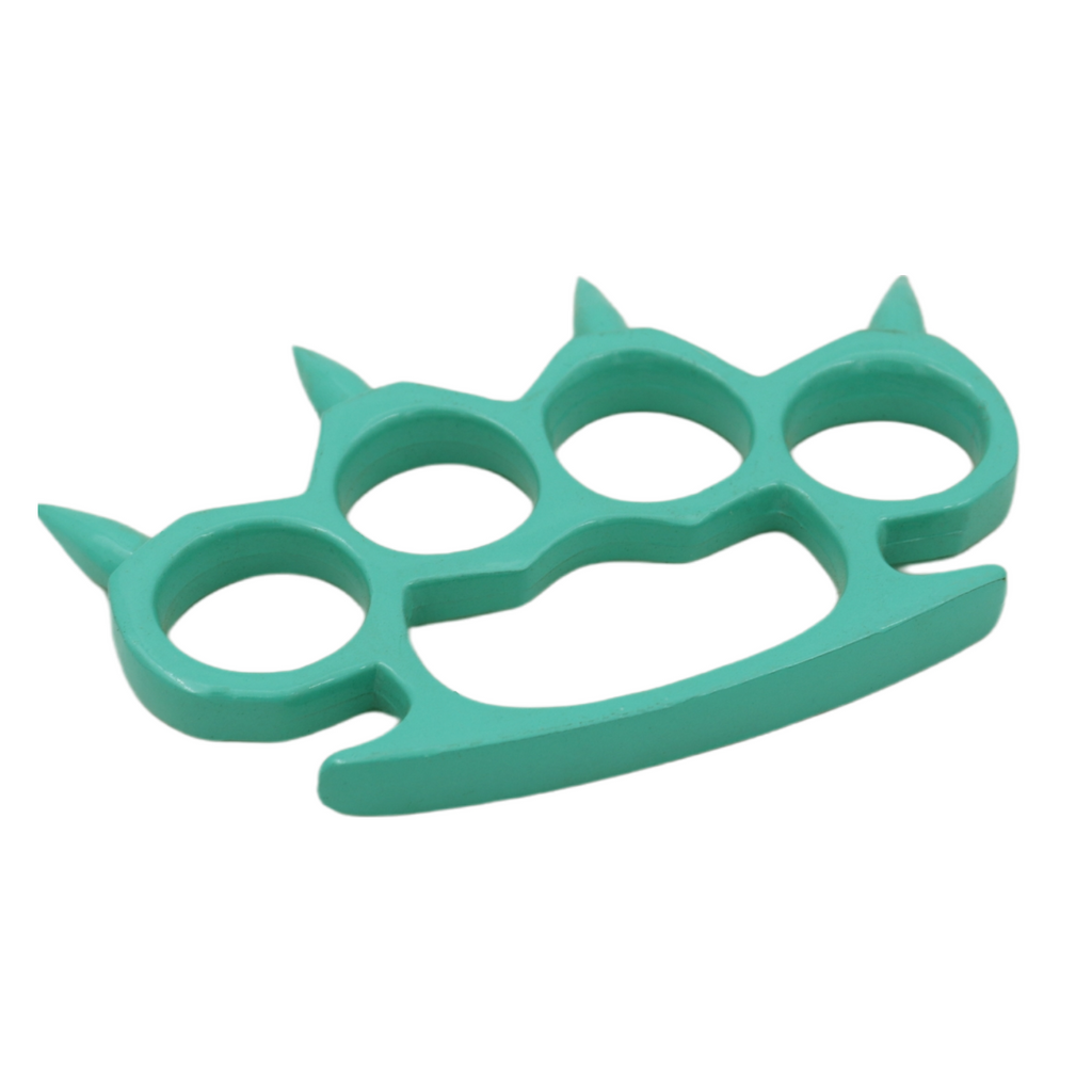 Spiked Solid Steal Knuckle Duster - Teal