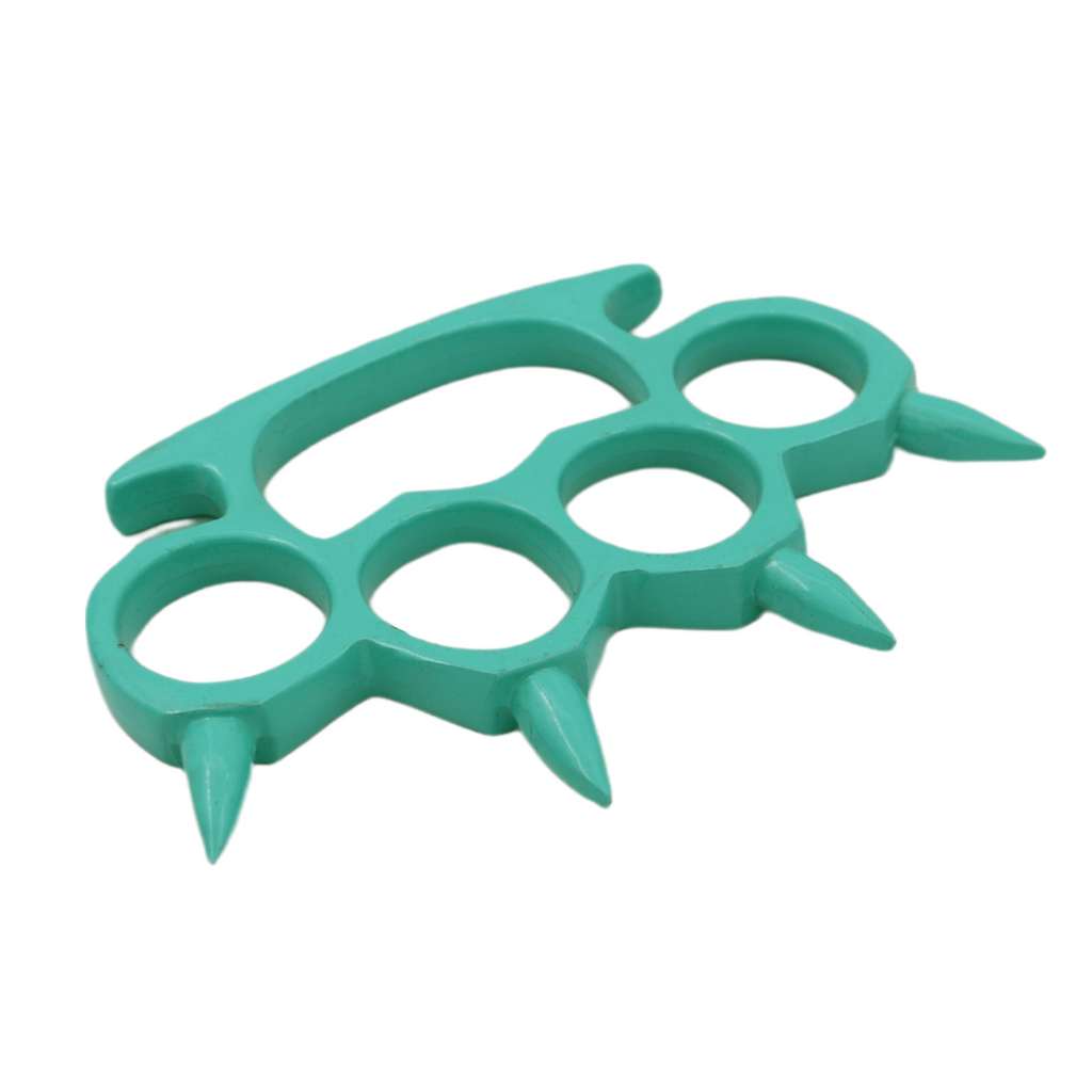 Spiked Solid Steal Knuckle Duster - Teal