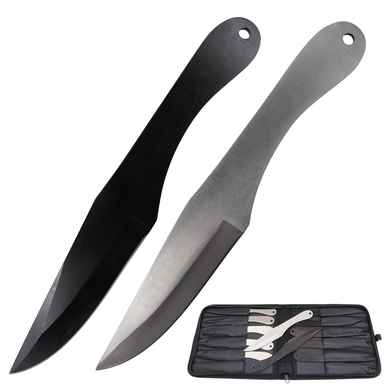 8.5 Inch 12 Piece Black and Silver Throwing Knife Set