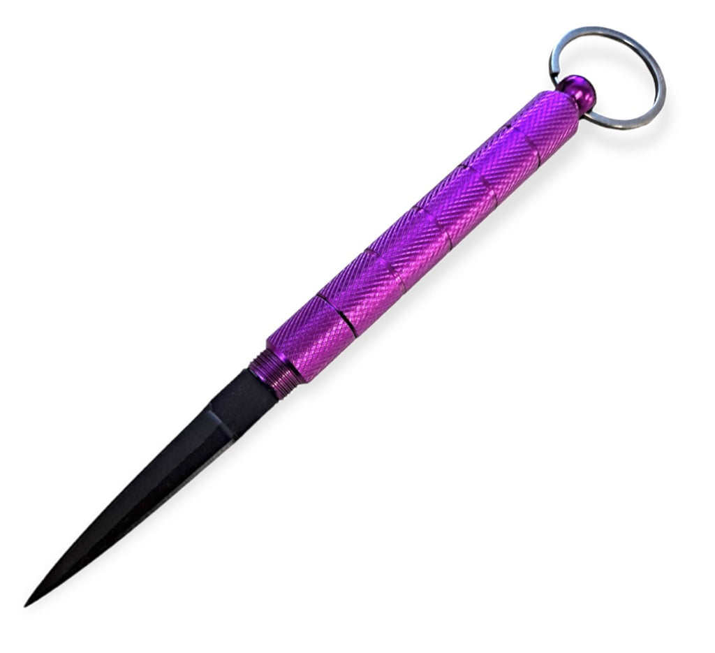 Kubotan Keychain Hidden Knife - Purple