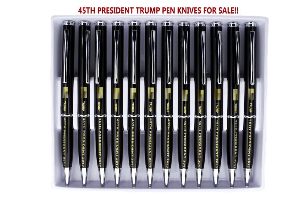 Refillable Trump Pen Knives [Black Ink] Set of 12, , Panther Trading Company- Panther Wholesale